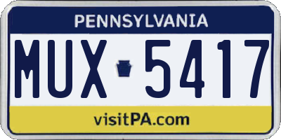 PA license plate MUX5417