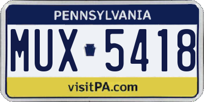 PA license plate MUX5418