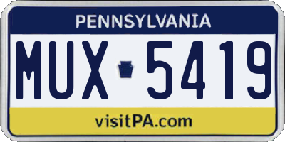 PA license plate MUX5419