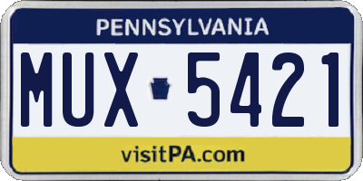 PA license plate MUX5421