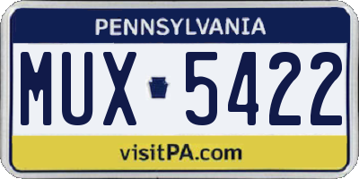 PA license plate MUX5422