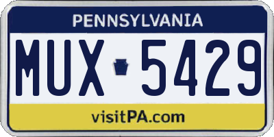 PA license plate MUX5429