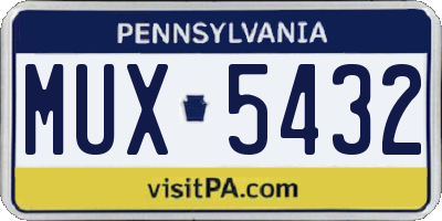 PA license plate MUX5432