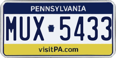 PA license plate MUX5433