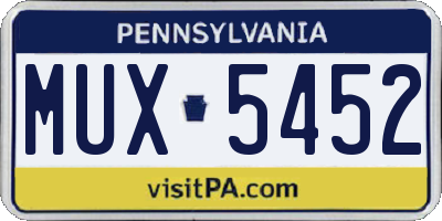 PA license plate MUX5452