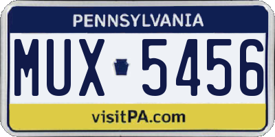 PA license plate MUX5456