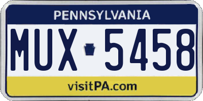 PA license plate MUX5458