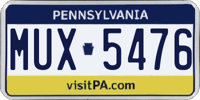 PA license plate MUX5476