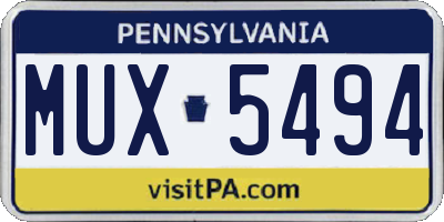 PA license plate MUX5494