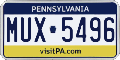 PA license plate MUX5496