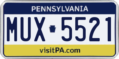 PA license plate MUX5521
