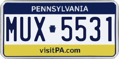 PA license plate MUX5531
