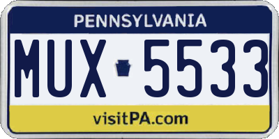 PA license plate MUX5533