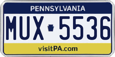 PA license plate MUX5536