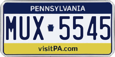 PA license plate MUX5545