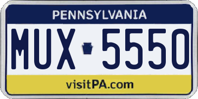 PA license plate MUX5550