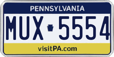 PA license plate MUX5554