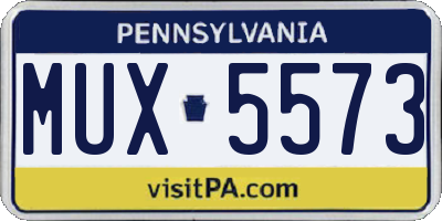 PA license plate MUX5573