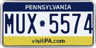 PA license plate MUX5574