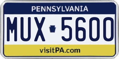 PA license plate MUX5600