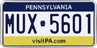 PA license plate MUX5601