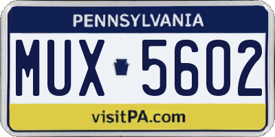 PA license plate MUX5602