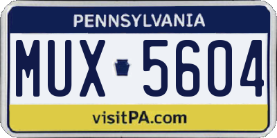 PA license plate MUX5604
