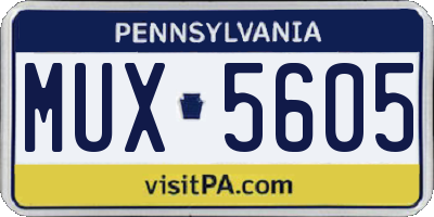 PA license plate MUX5605