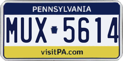 PA license plate MUX5614