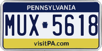 PA license plate MUX5618