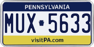 PA license plate MUX5633