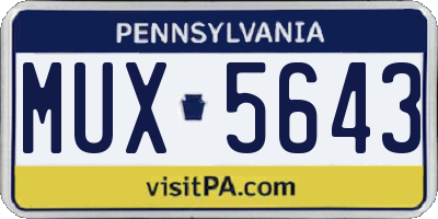 PA license plate MUX5643