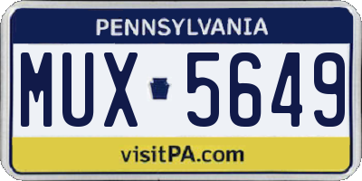 PA license plate MUX5649