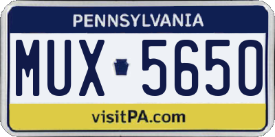 PA license plate MUX5650