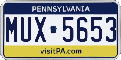 PA license plate MUX5653
