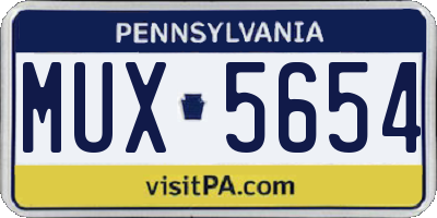 PA license plate MUX5654