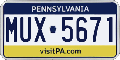 PA license plate MUX5671