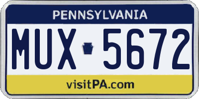 PA license plate MUX5672
