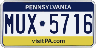 PA license plate MUX5716