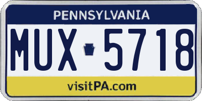 PA license plate MUX5718