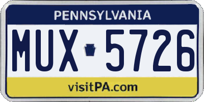 PA license plate MUX5726