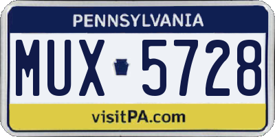 PA license plate MUX5728