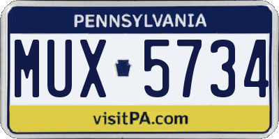 PA license plate MUX5734