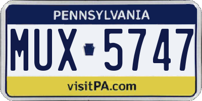 PA license plate MUX5747