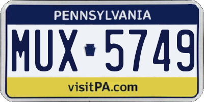 PA license plate MUX5749