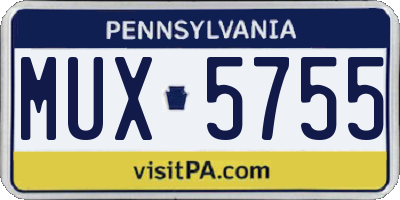 PA license plate MUX5755
