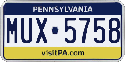 PA license plate MUX5758