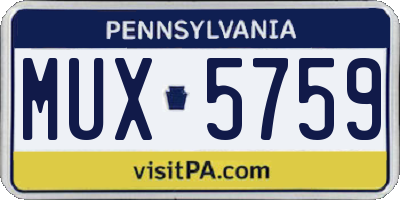 PA license plate MUX5759