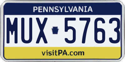 PA license plate MUX5763