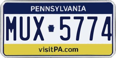 PA license plate MUX5774